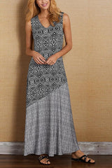 Boho Print Sleevelss Maxi Dress