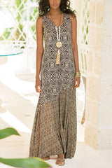 Boho Print Sleevelss Maxi Dress