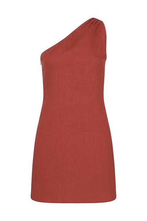 Hoobd Minimalism One Shoulder Linen Mini Dress