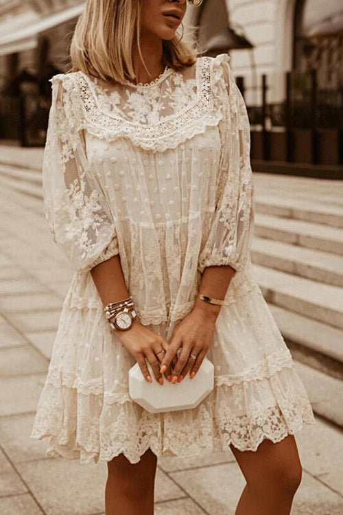spell dawn lace mini dress SPELL Dress Dawn Lace Mini Playdress Floral Polka Dot Ruffle