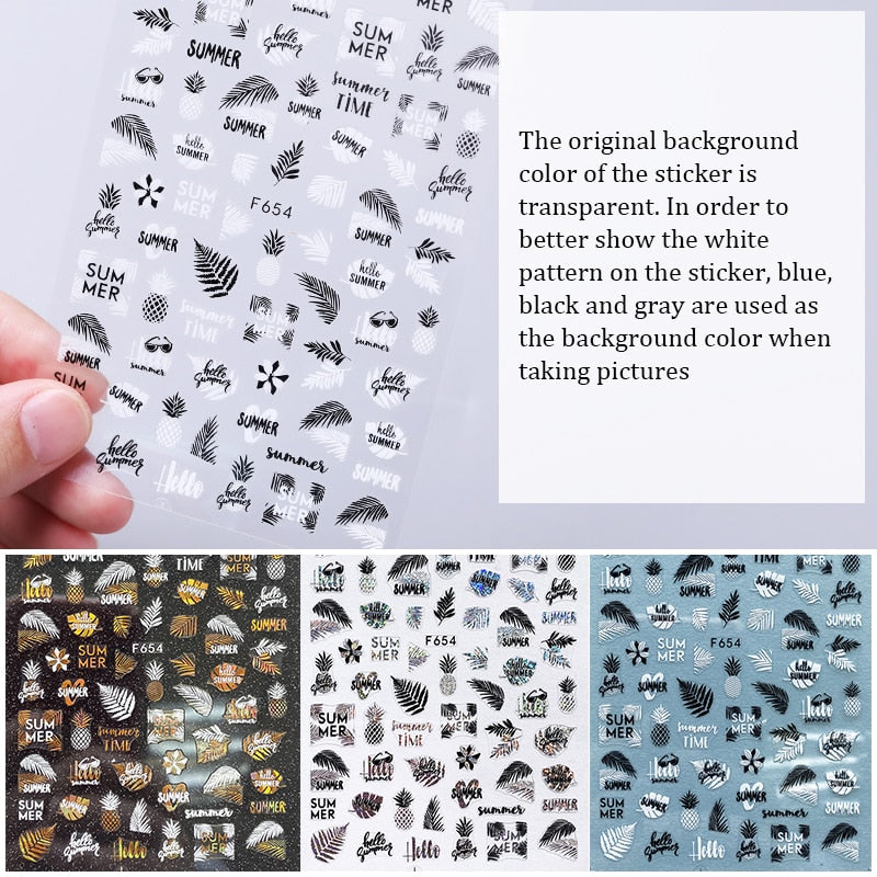 Hoobd1pcs Gold iridescent Maple Leaf 3D Nail Sticker Fall Autumn Pattern Adhesive Transfer Stickers Shiny DIY Nail Art Decoration