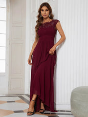 Elegant Evening Dresses O-Neck Sleeveless A-LINE Lace Floor-Length Gown 2023 Ever pretty of Burgundy Simple Prom Dress Women