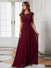 Elegant Evening Dresses O-Neck Sleeveless A-LINE Lace Floor-Length Gown 2023 Ever pretty of Burgundy Simple Prom Dress Women
