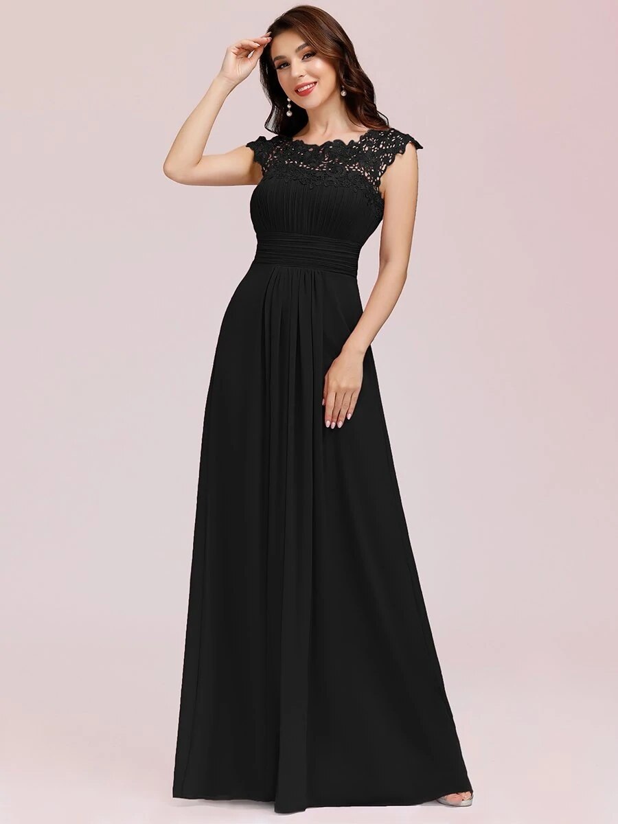 Elegant Evening Dresses O-Neck Sleeveless A-LINE Lace Floor-Length Gown 2023 Ever pretty of Burgundy Simple Prom Dress Women