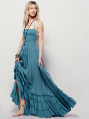 Hoobd2023 Beach Dress Sexy Dresses Boho Bohemian People Holiday Summer Long Backless Cotton Women Party Hippie Vestidos Mujer Ethnic