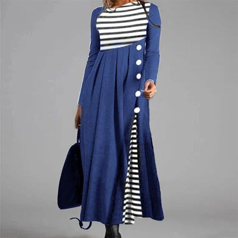 Hoobd Elegant Women Long Dress V-Neck A-Line Dress Spring Autumn Vintage Cotton Long Sleeves Party Dresses Lady Casual Loose Vestidos