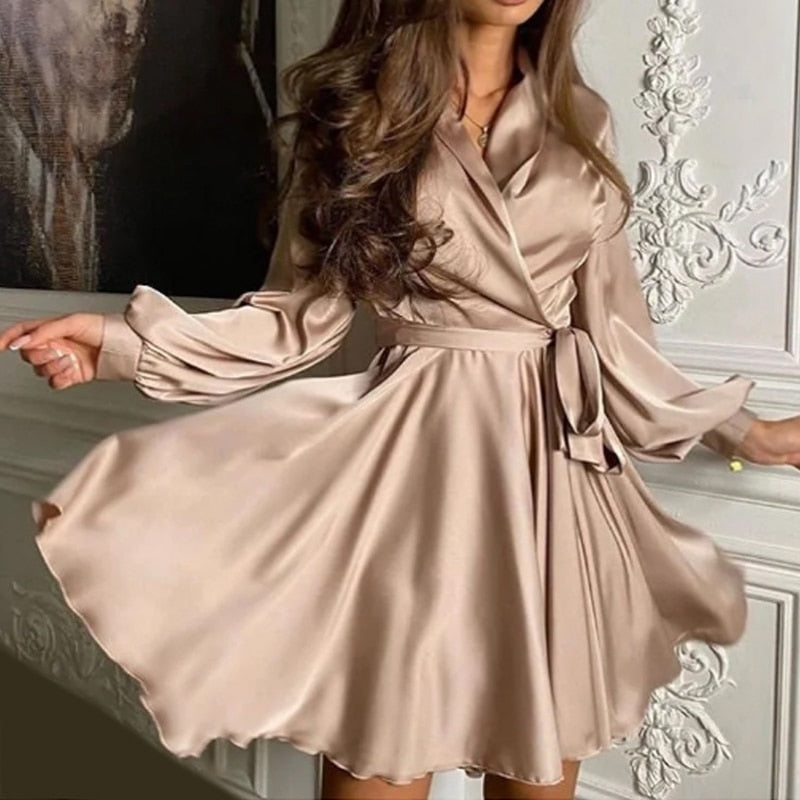 Silk Wrap Mini Dress