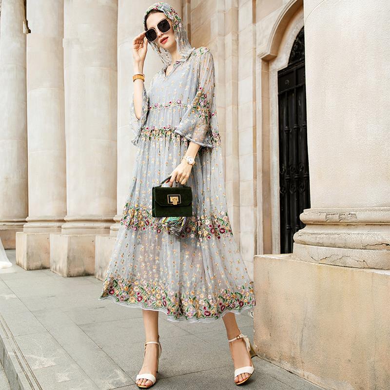 Hoobd New Summer Brand Fashion Women High-end Luxury Vintage Sexy Slim Elegant Bead Embroidered Stitch Strap Lace Dress Y16