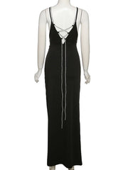 Elegant Sexy Slip Slit Bodycon Maxi Dress for Women Backless Straps Prom Long Dresses Summer Party Evening Birthday Woman