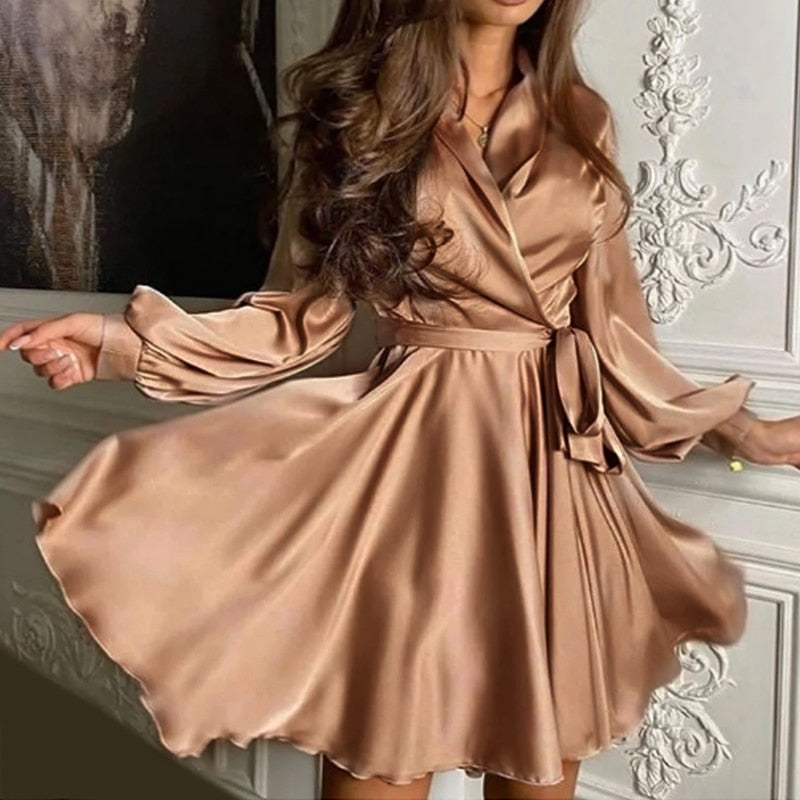 Silk Wrap Mini Dress