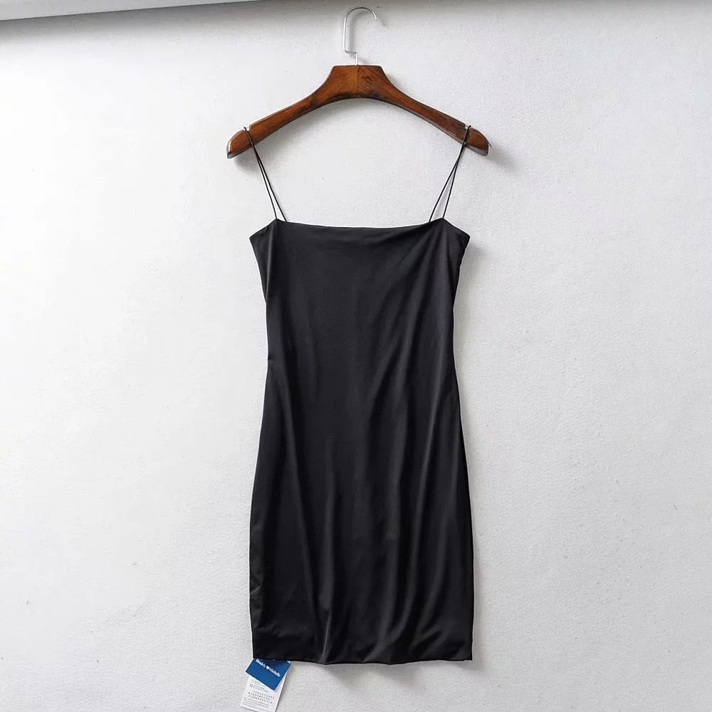 2023 Summer Sexy Tight-Fitting Suspender Dress Female Solid Color Basic Stretch Bag Hip Short Dress White Mini Dress  S774