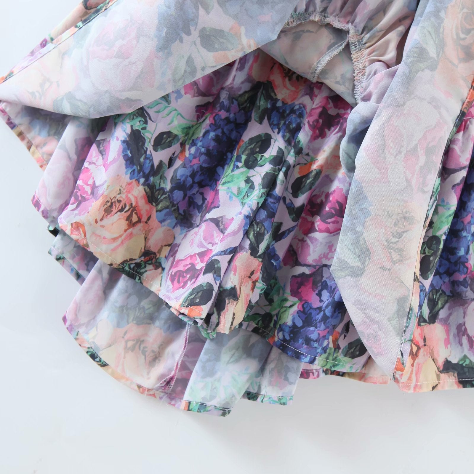 Hoobd Vintage Multicolor Floral Print Sexy Sling Dress Women Summer Chiffon Super-Short Dress Holiday Beach Sundress Vestido