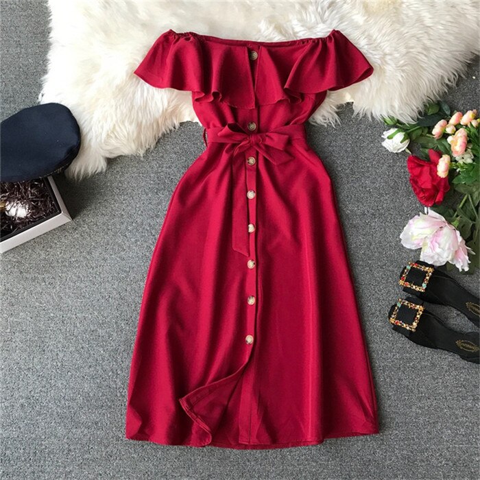 Vintage Elegant A-Line Midi Dress