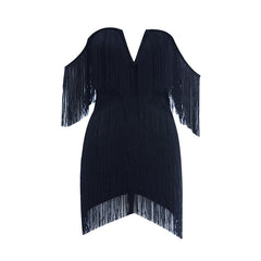 Party Dresses For Women Outfits Women Fashion Tassel Bandage Dress Sexy V Neck Off Shoulder Bodycon Nightclub Celebrity Female Party Mini Dresses