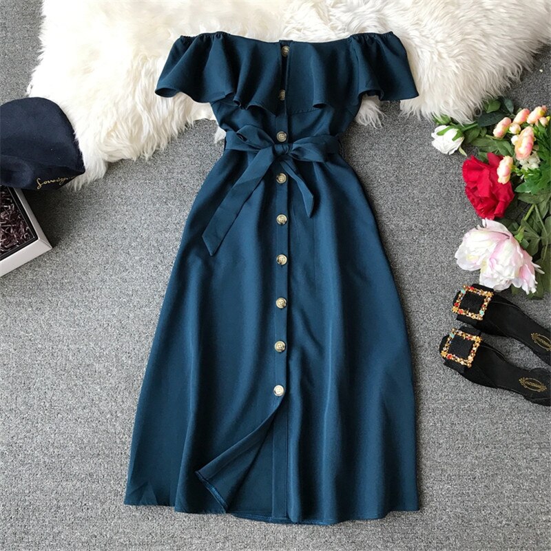 Vintage Elegant A-Line Midi Dress