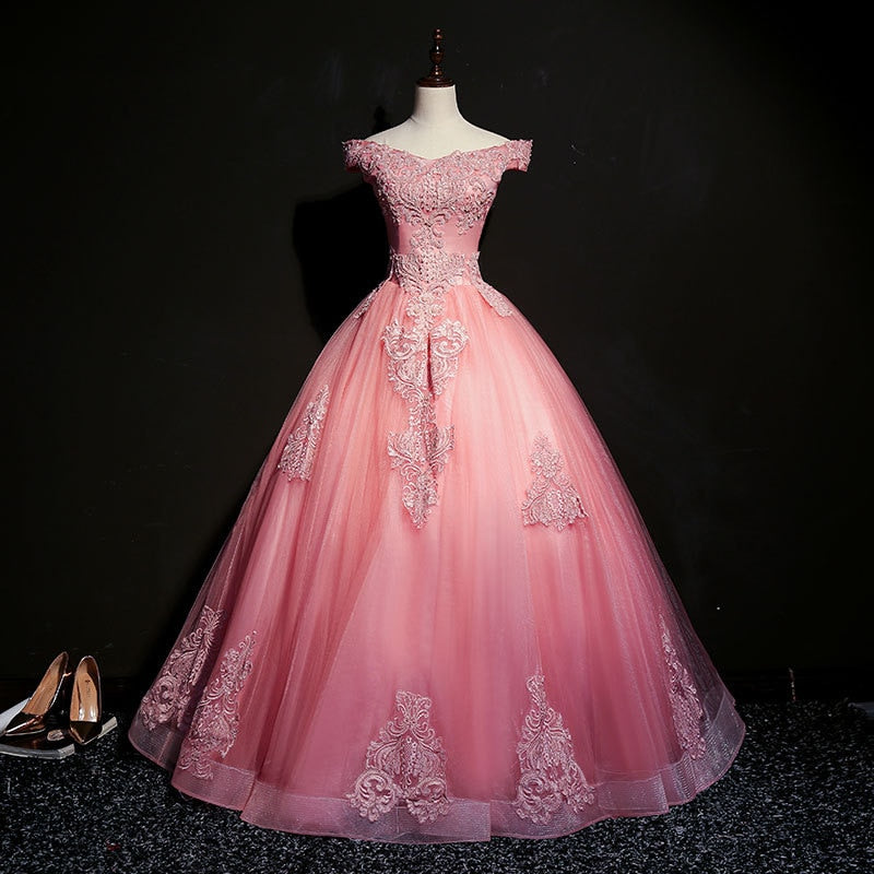 Hoobd Quinceanera Dress Gryffon Luxury Party Prom Dress Elegant Off The Shoulder Vintage Lace Embroidery Quinceanera Dresses