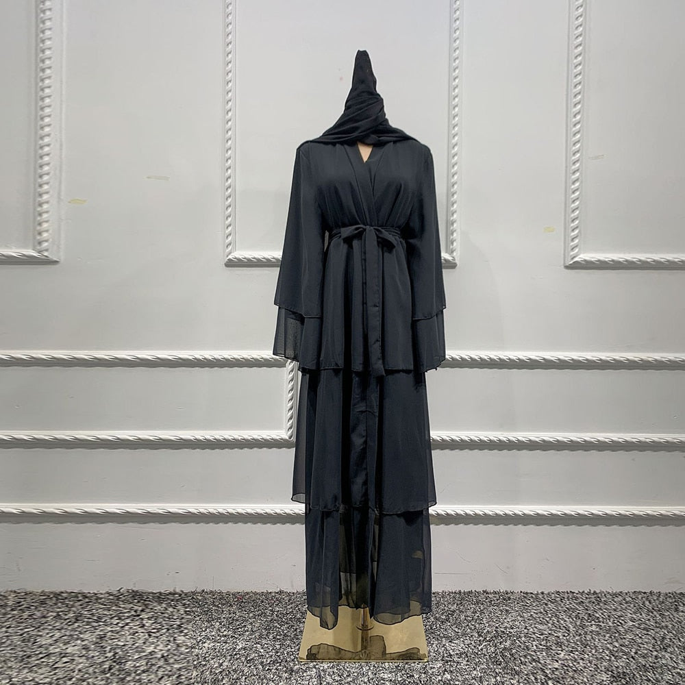 Hoobd Chiffon Robe Longue Kimono Femme Musulmane Open Abaya Dubai Turkey Islam Arabic Muslim Dress Abayas For Women Caftan Marocain