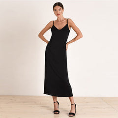 Satin Sling Brown Sexy Dress Backless Spaghetti Strap Long Dress 2023 Summer Homewear Pajama Party Club Slim Female