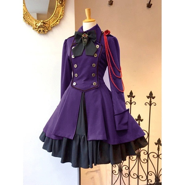 Hoobd Medieval Renaissance Sweet Lolita Dress Vintage Falbala Bowknot High Waist Victorian Dress Kawaii Girl Gothic Lolita Op Loli Cos