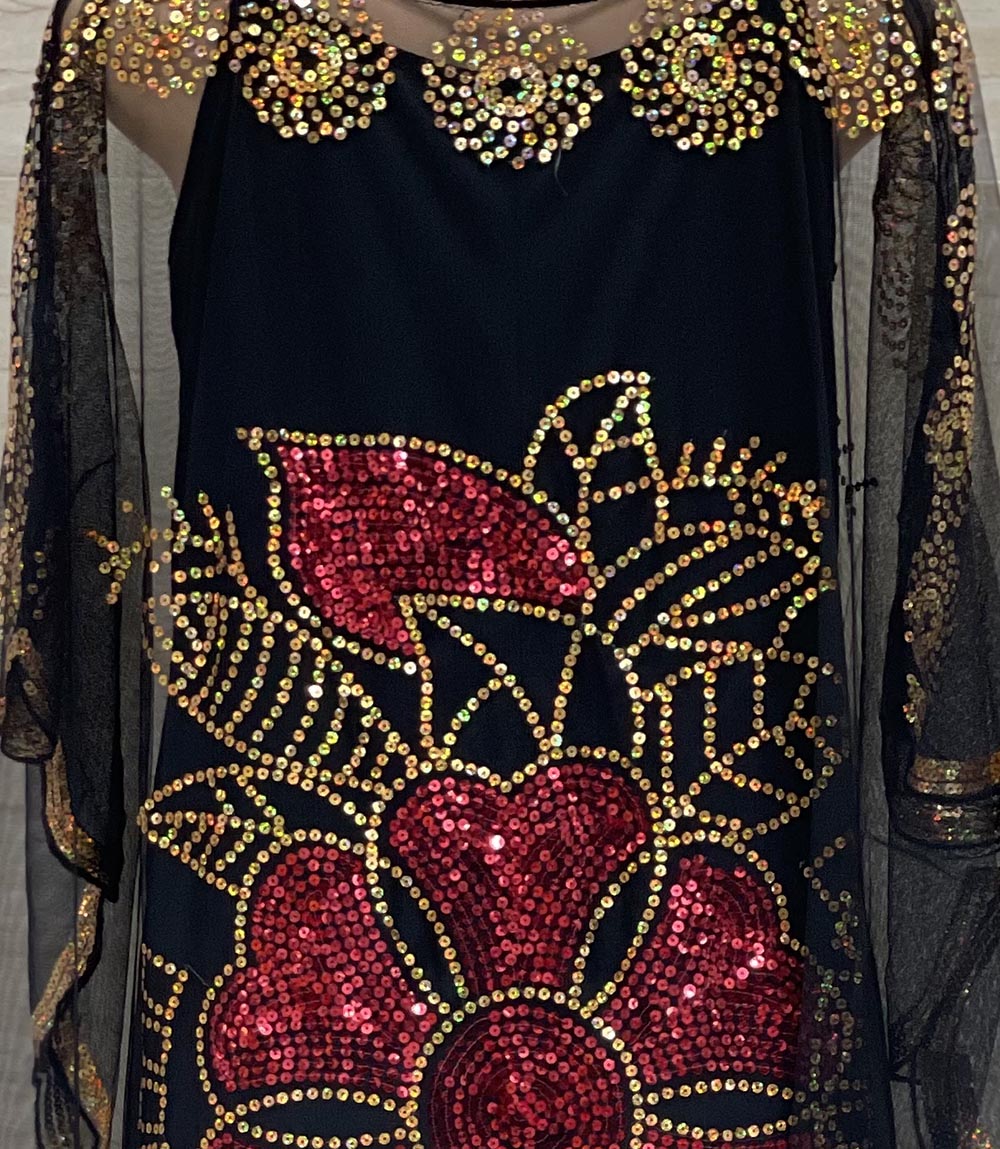 New Style African Women&#39;s Clothing Dashiki Abaya Fashion Gauze Fabric Sequins Bat Sleeve Loose Dress Free Size  Single Piece