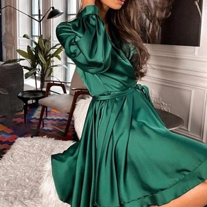 Silk Wrap Mini Dress