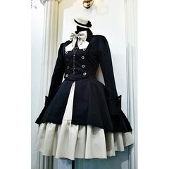 Hoobd Medieval Renaissance Sweet Lolita Dress Vintage Falbala Bowknot High Waist Victorian Dress Kawaii Girl Gothic Lolita Op Loli Cos