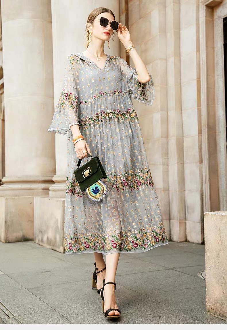 Hoobd New Summer Brand Fashion Women High-end Luxury Vintage Sexy Slim Elegant Bead Embroidered Stitch Strap Lace Dress Y16