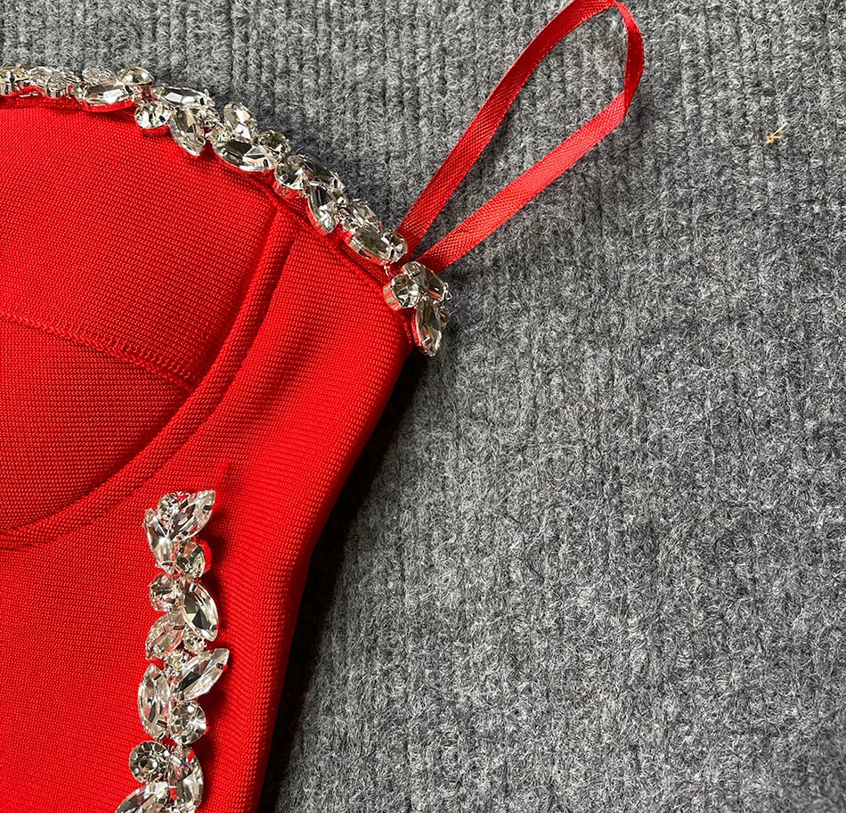 New Women&#39;S Fashion Bead Chain Crystal Design Long Dress Sexy Sleeveless Backless Celebrity Party Bandage Dress