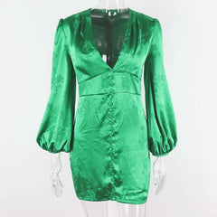 Hoobd Lantern Sleeve Tied Detail Cutout Slit Party Dress