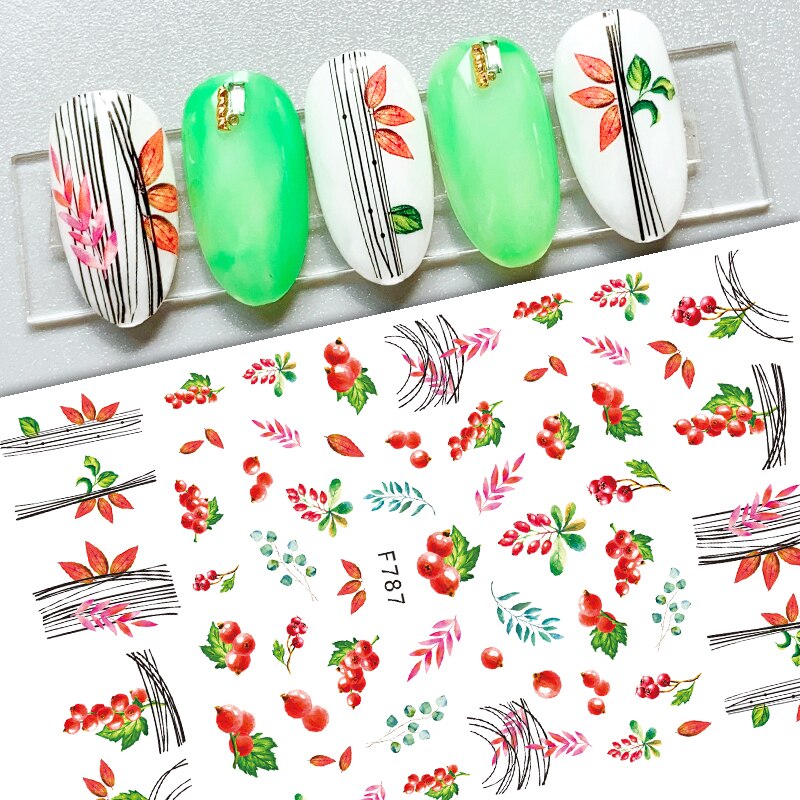 Hoobd1pcs Gold iridescent Maple Leaf 3D Nail Sticker Fall Autumn Pattern Adhesive Transfer Stickers Shiny DIY Nail Art Decoration