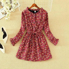 New Autumn Winter Women Dress Long Sleeve Sweet Shirt Dress Cotton Linen Velvet Thick Casual Vintage Dresses Vestidos