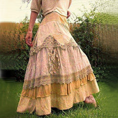 Renaissance Medieval Costume Women Princess Cosplay Halloween Dress Vintage Lace Big Swing Skirts Elegant Hight Waist Middle Age