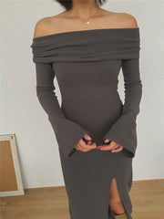 Autumn and Winter LLD Slit Slim-Fitting Elegant Dress
