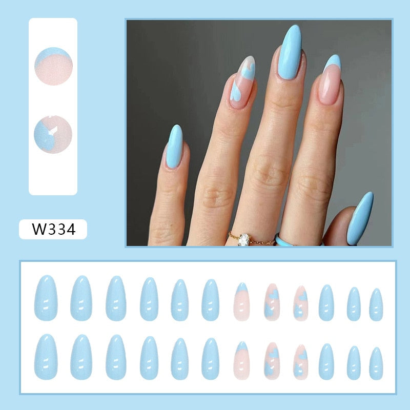 Natural False Nail Tips with French Style 24 pcs Press on Fake Nails for Beauty Salon