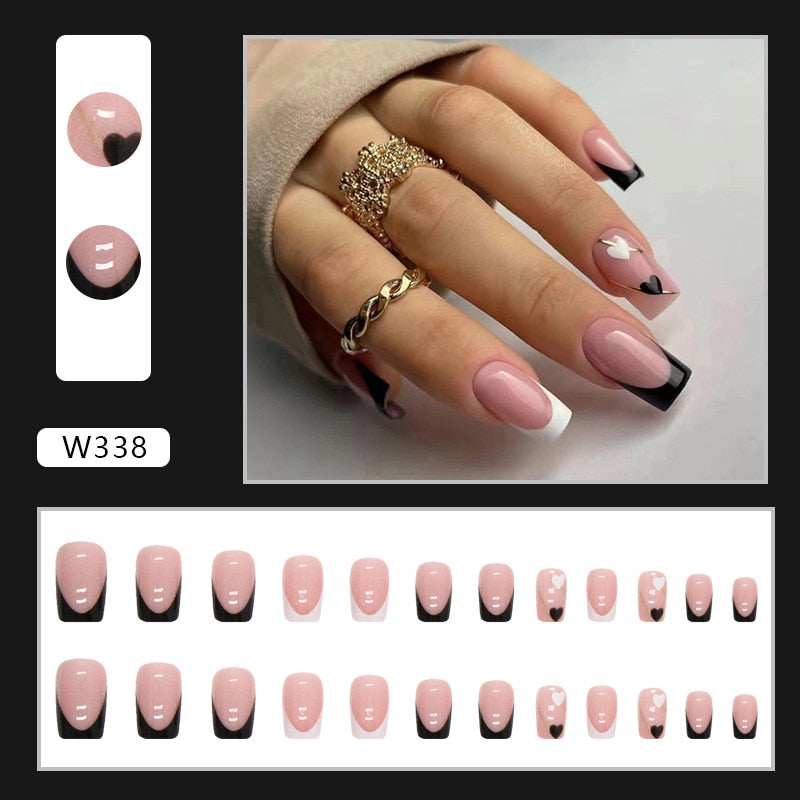 Natural False Nail Tips with French Style 24 pcs Press on Fake Nails for Beauty Salon