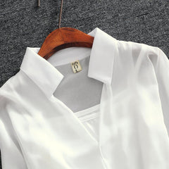 Elegant Women&#39;s Summer Two-piece Dress Luxury Chiffon Party Loose Tulle Evening Dresses for Women 2022 Prom Transparent White