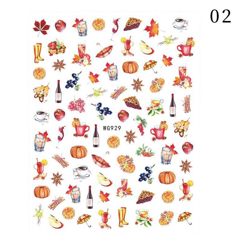 Hoobd1pcs Gold iridescent Maple Leaf 3D Nail Sticker Fall Autumn Pattern Adhesive Transfer Stickers Shiny DIY Nail Art Decoration