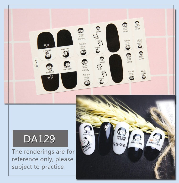 Full Cover Wraps Nail Polish Stickers Strips Plain Nail Art Decorations Heart Designs Glitter Powder Manicure Tips