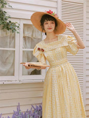 Retro French Style Chic Woman Dress Summer Vintage Victorian Design Puff Sleeve Princess Dresses For Elegant Lady Vestido Festa