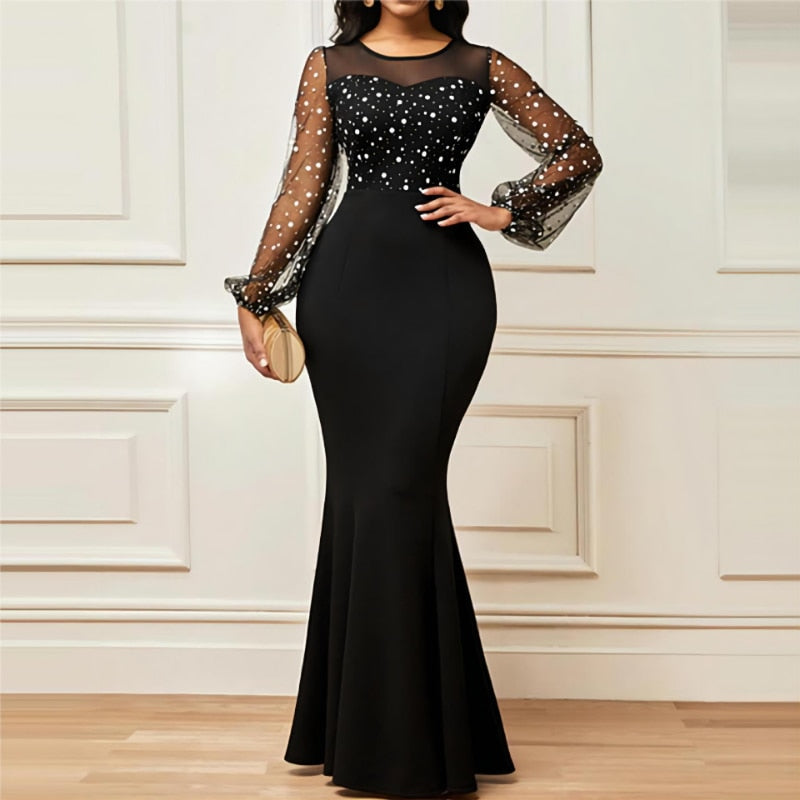 Fashion Bodycon Party Dresses for Women Elegant Evening Luxury Long Dress Women Vestidos De Fiesta Summe Slim Gauze Robe Femme