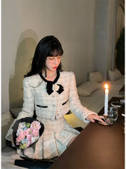 Hoobd2 Piece Dress Sets Women Autumn Office Lady Elegant Crop Jacket Coats + Mini Skirt Causal Chic Korean Fashion Blazers Suits