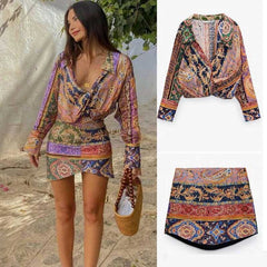 floral printed dress women long sleeve bodycon dress V-neck sexy ladies party dress chic dress spring summer dress