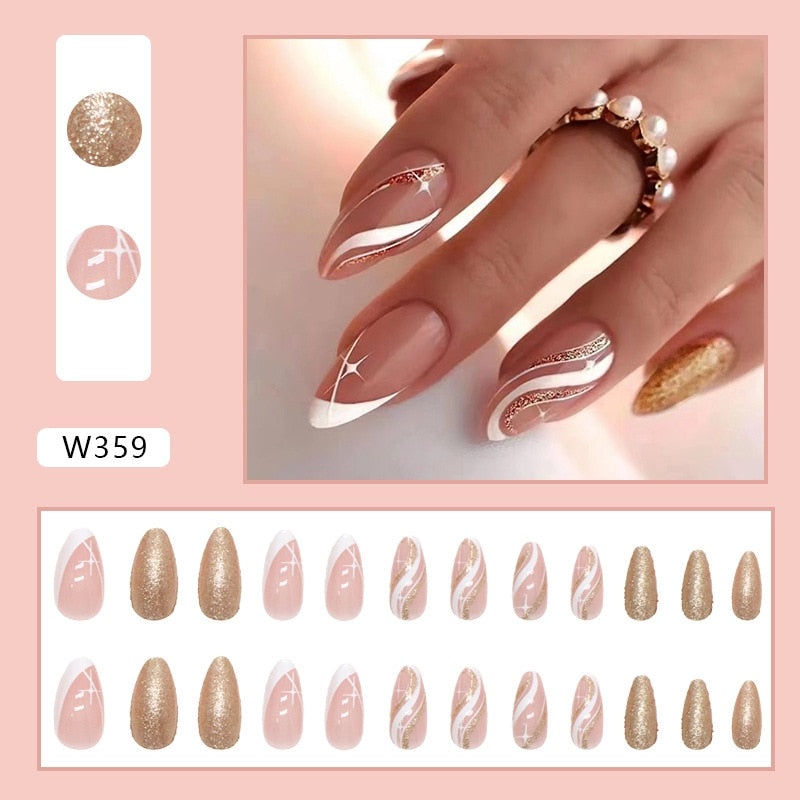 Natural False Nail Tips with French Style 24 pcs Press on Fake Nails for Beauty Salon