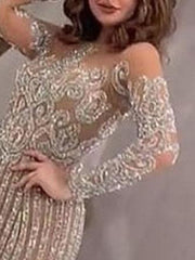 Y2K Women's Sequined Train Dress Solid Color Strapless Embroidery Long Sleeve Office Lady Female Elegant Dresses 2023 Summer