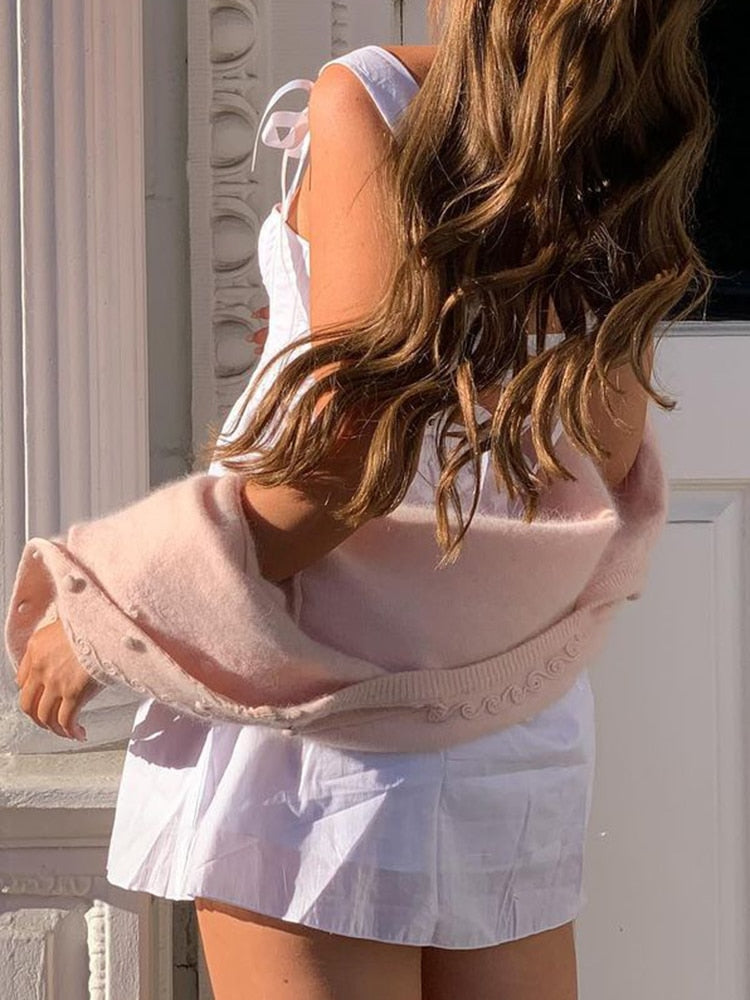 Hoobd Cute Lady Spaghetti Strap Mini Dress Square Collar Sleeveless 2024 Summer Party Outfits Elegant A Line Dresses Women