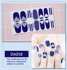 Full Cover Wraps Nail Polish Stickers Strips Plain Nail Art Decorations Heart Designs Glitter Powder Manicure Tips