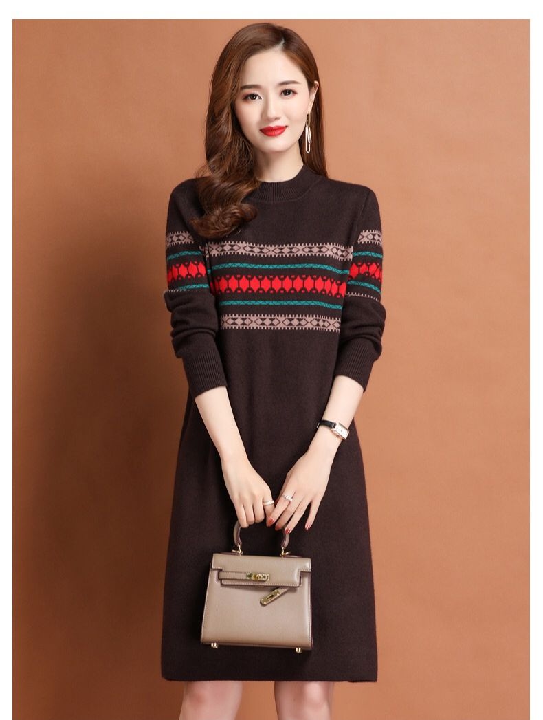 2023 New Fashion Wool Knitted Dress Women&#39;s Autumn And Winter Temperament Fashion Long Sleeve Loose Tight Casual Party Dress