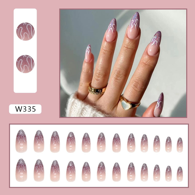 Natural False Nail Tips with French Style 24 pcs Press on Fake Nails for Beauty Salon