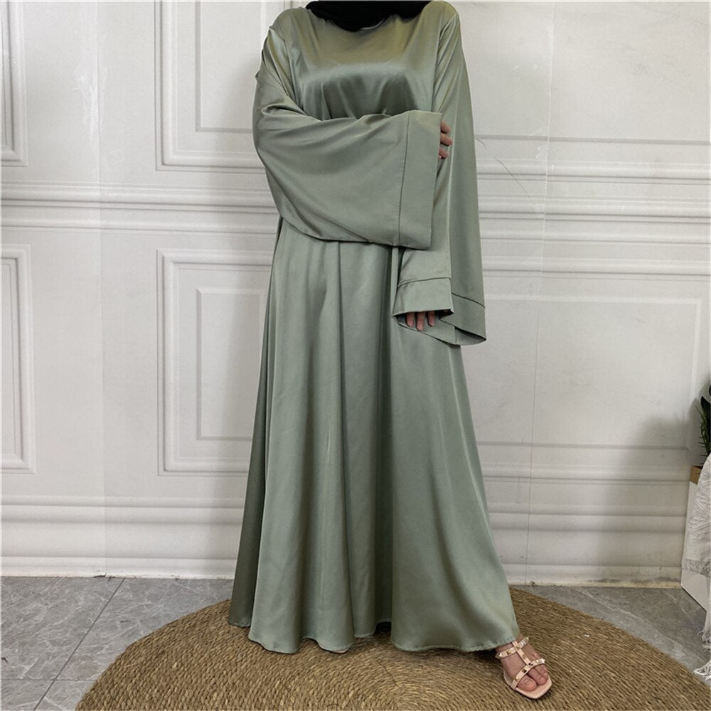 Hoobd Satin Abaya Dubai Turkey Muslim Fashion Hijab Modest Dress Kaftan Islam African Dresses For Women Vestido Robe Musulman De Mode