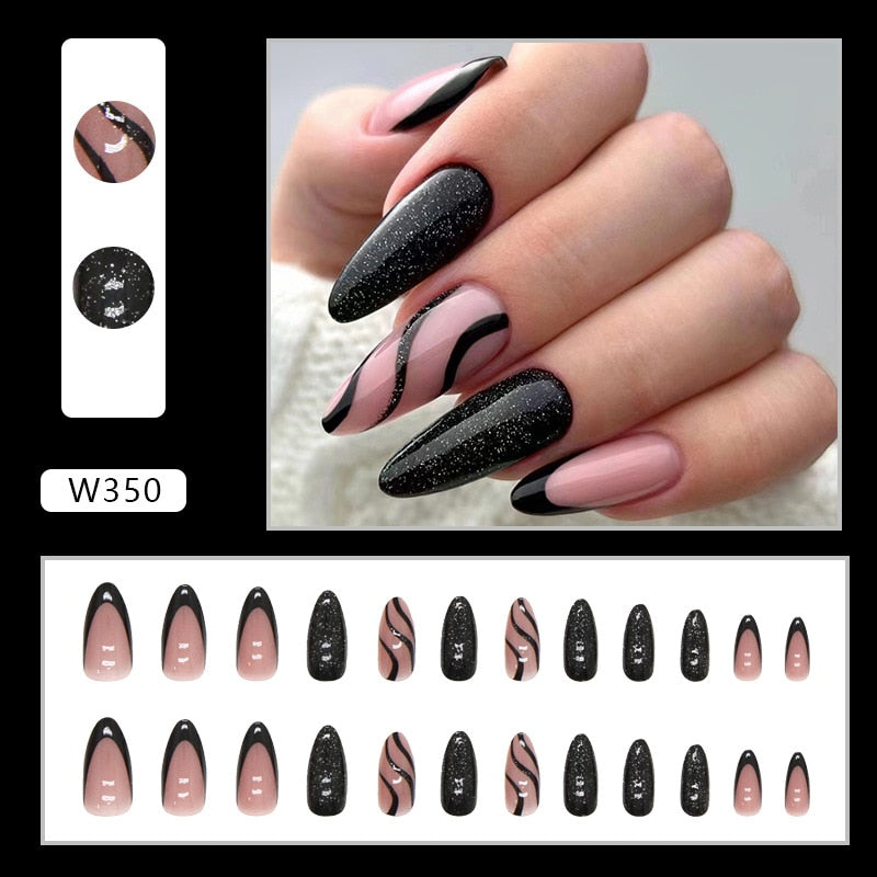 Natural False Nail Tips with French Style 24 pcs Press on Fake Nails for Beauty Salon